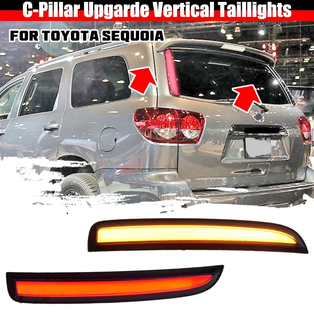 3in1 LED Smoked Rear C Pillar Panel Lights for Toyota Sequoia (2007–2021)