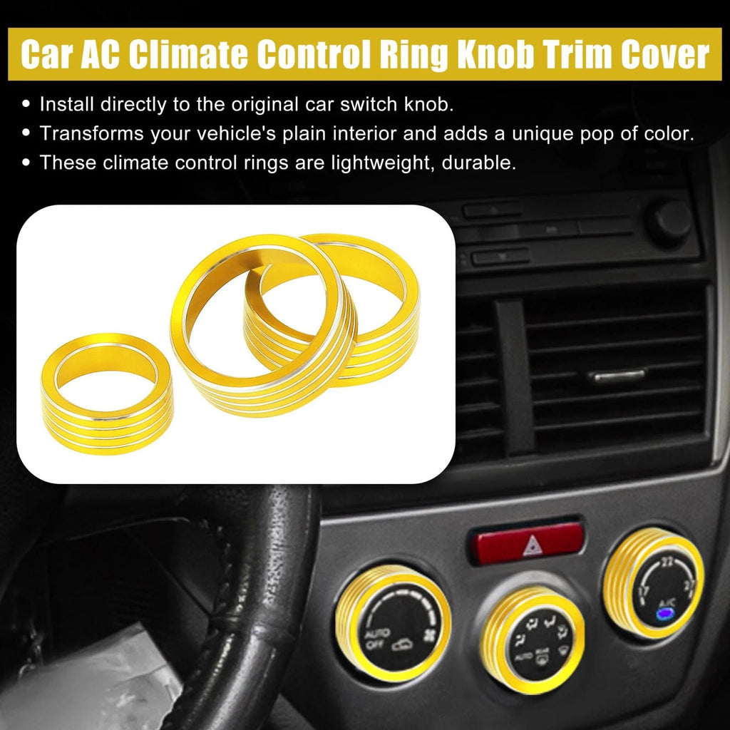 3pcs Gold Tone AC Climate Control Knob Trim for Subaru Forester 