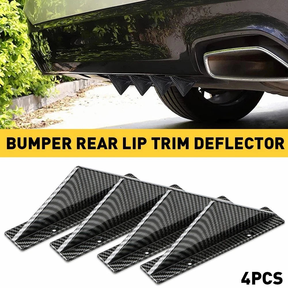 8PC Carbon Fiber Rear Lip Bumper Shark Diffuser Fins Universal