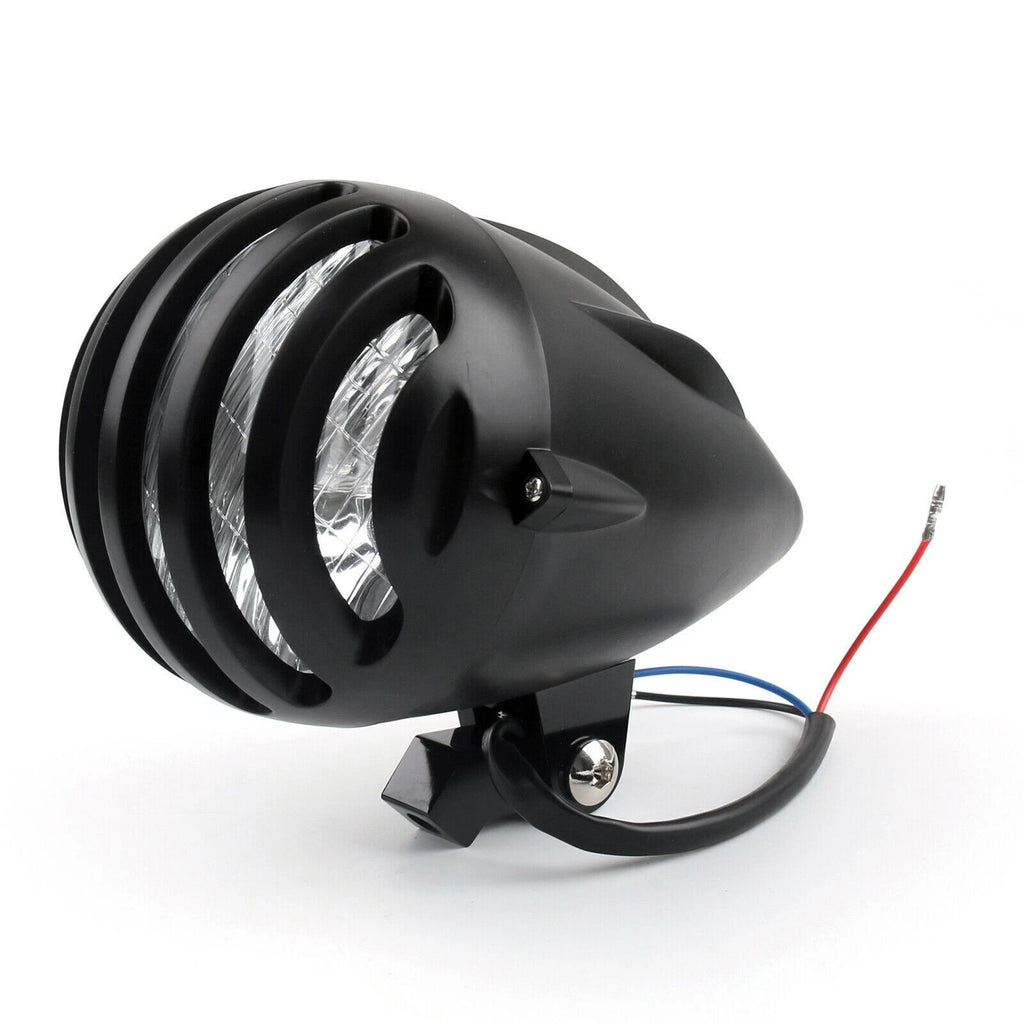 5.5" Black Bullet Headlight Lamp for Bobber Chopper (Metric)