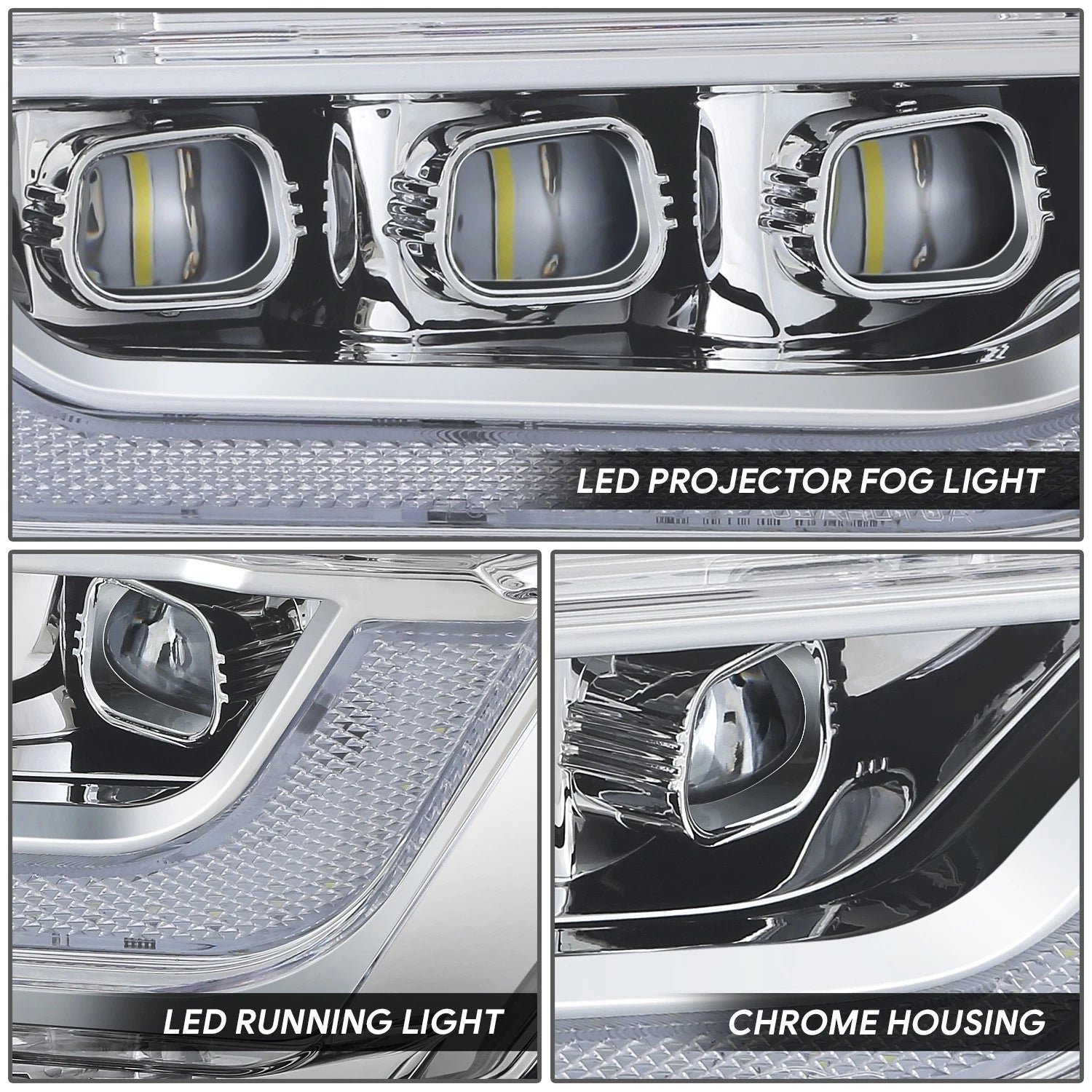 Set of 2 LED Fog Lights for Ford F-150 (2021–2023) - Chrome Housing, Clear Lens
