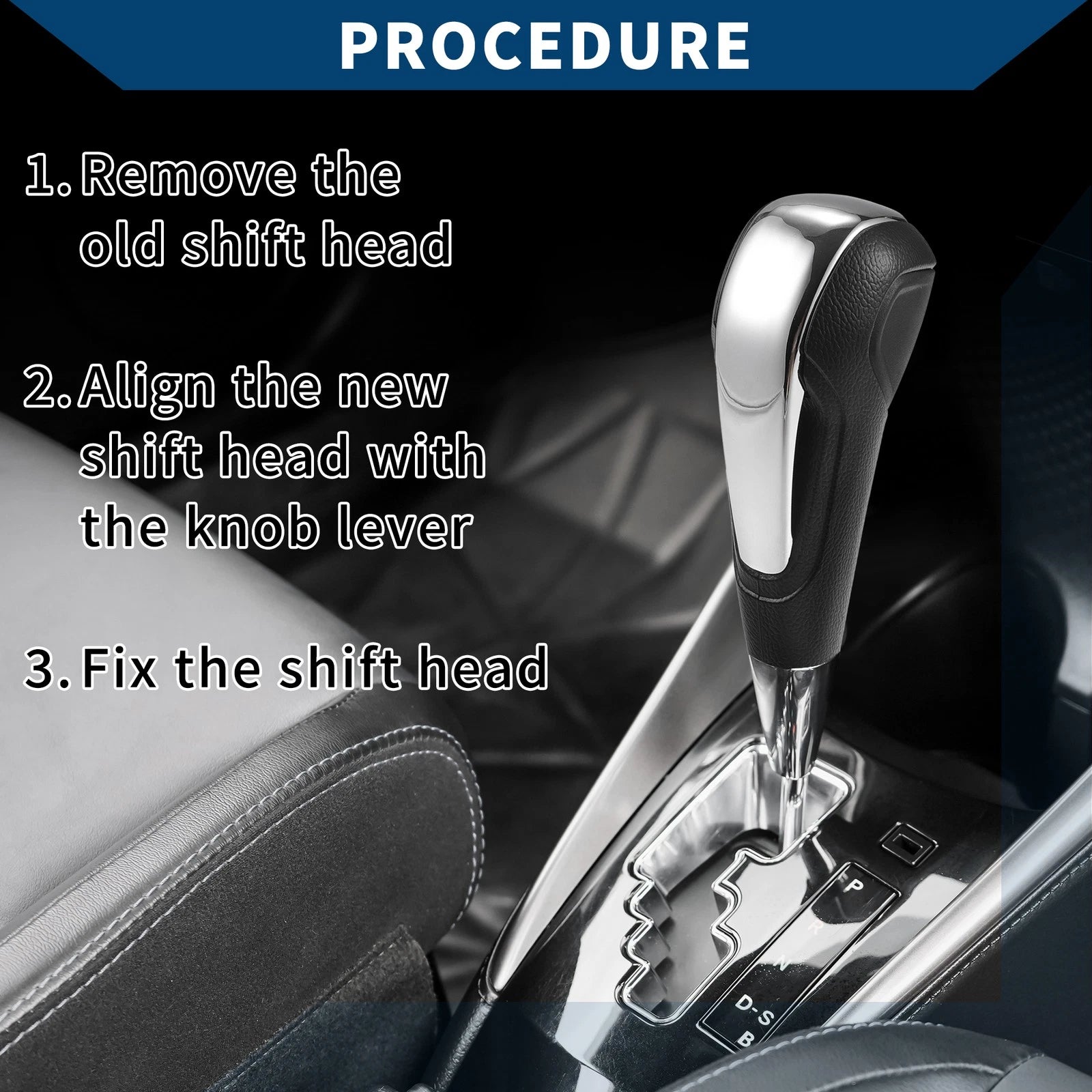 Automatic Gear Shift Knob for Chevrolet Aveo (2011–2017) Faux Leather Silver