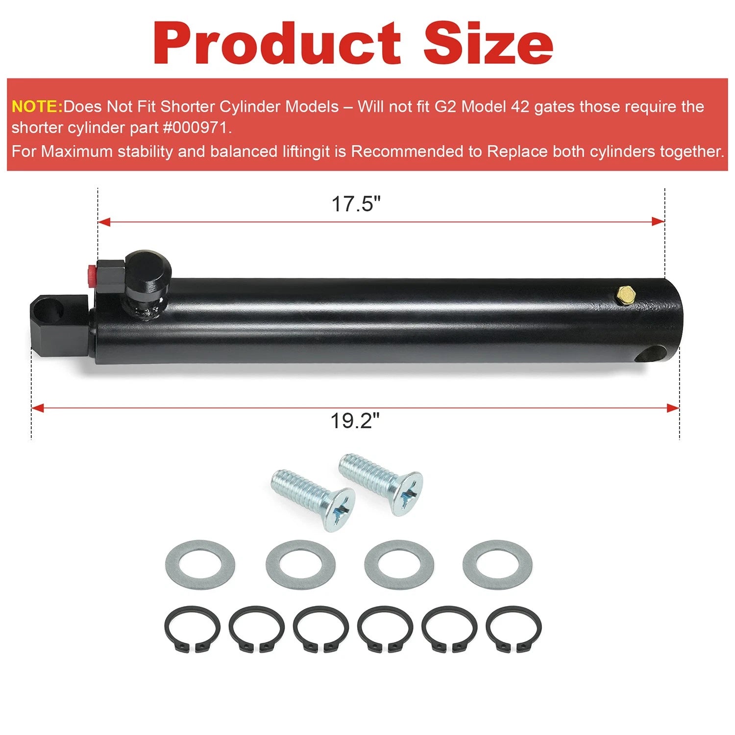 Hydraulic Cylinder 002559 for Tommy Gate G2 Model 1650 & 2050 (Replacement)