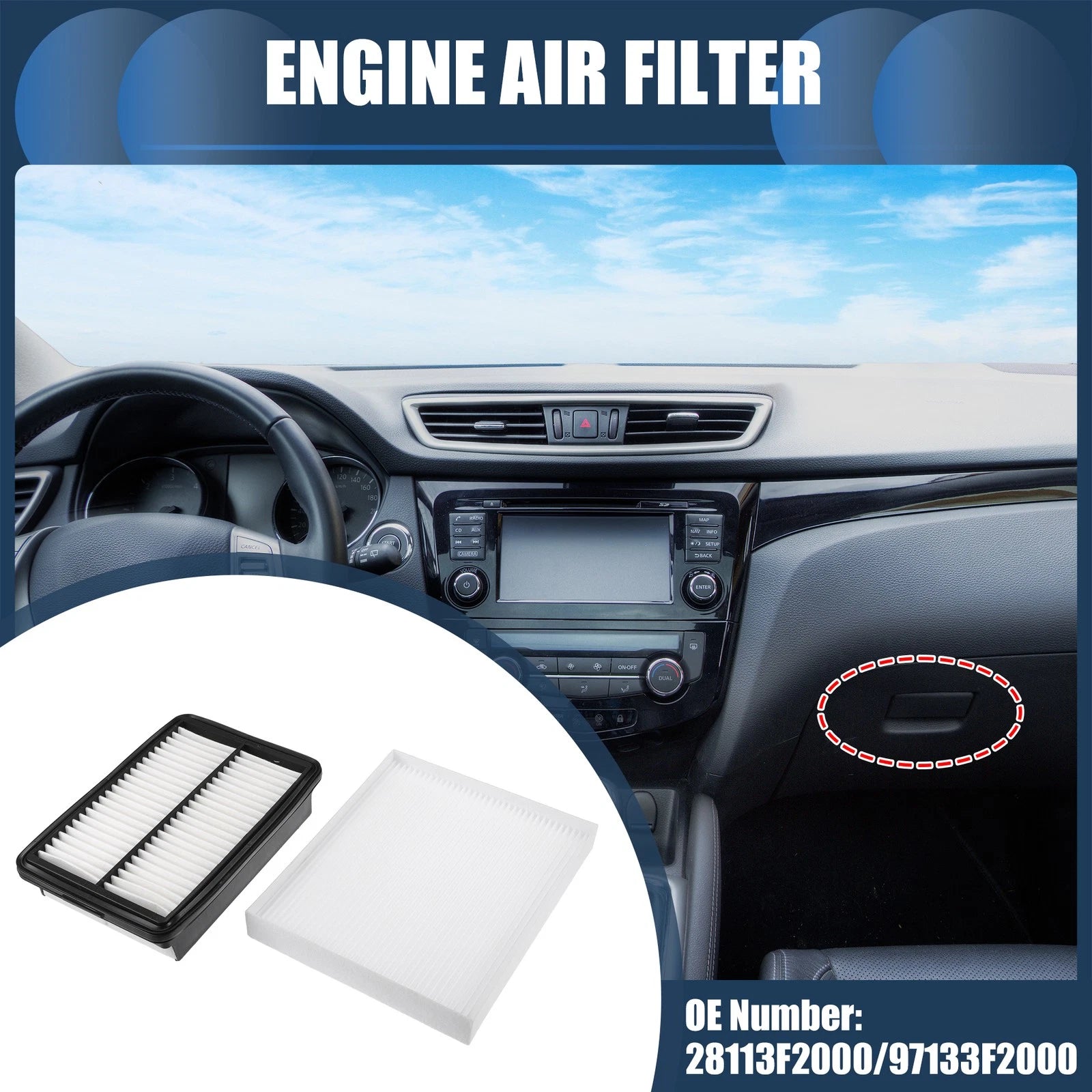 Set of 1 Engine Air Filter No. 28113F2000/97133F2000 for KIA Forte (2019–2020)