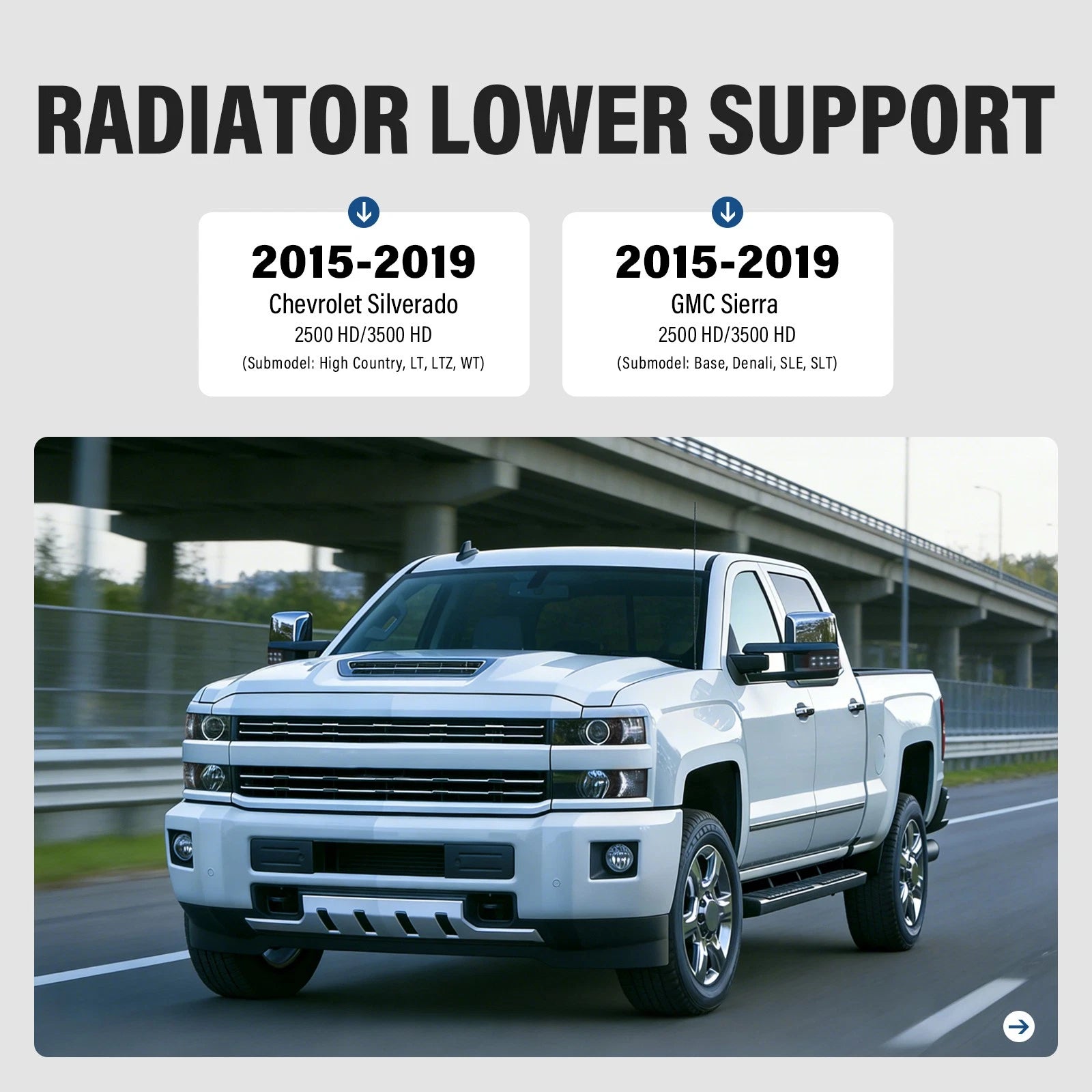 Radiator Lower Support for Chevy Silverado Sierra 2500 3500 HD (2015–2019)