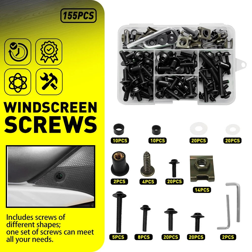 155pcs Fairing Bolts Kit M5/M6 for Suzuki GSXR600/750/1000 (2001–2023)