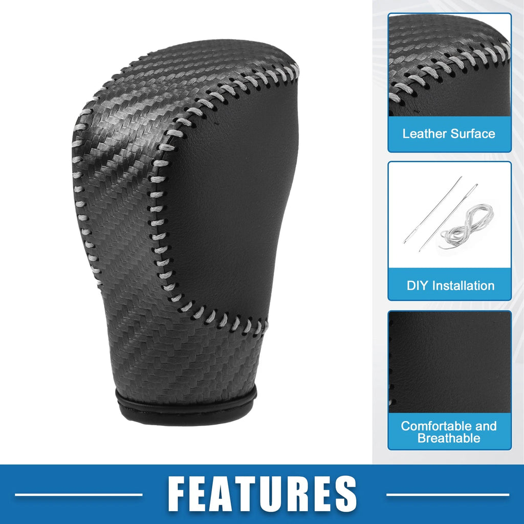 Gear Shift Head Knob Cover for Honda Civic (2022) Black Gray Stitches