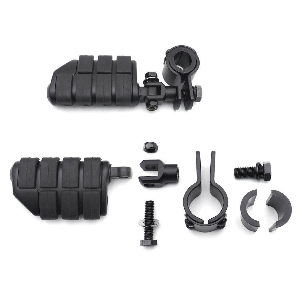 Black Dually Foot Pegs Rest w/ 1" 1 1/4" Clamps for Honda Magna 750 VF750 VF1100 (1982–2003)
