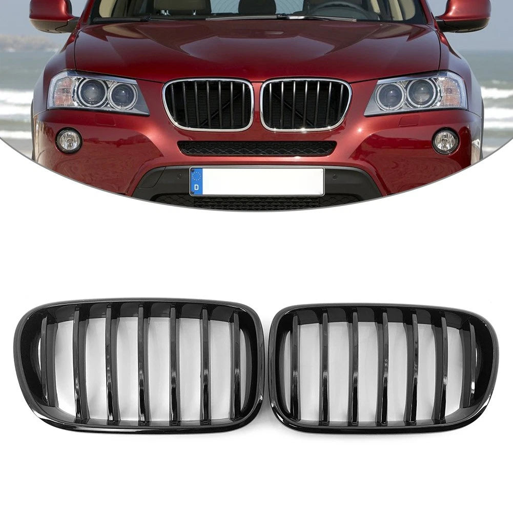 2X Front Radiator Kidney Grille Gloss Black for BMW X3 F25 (2011–2013) 51117237422