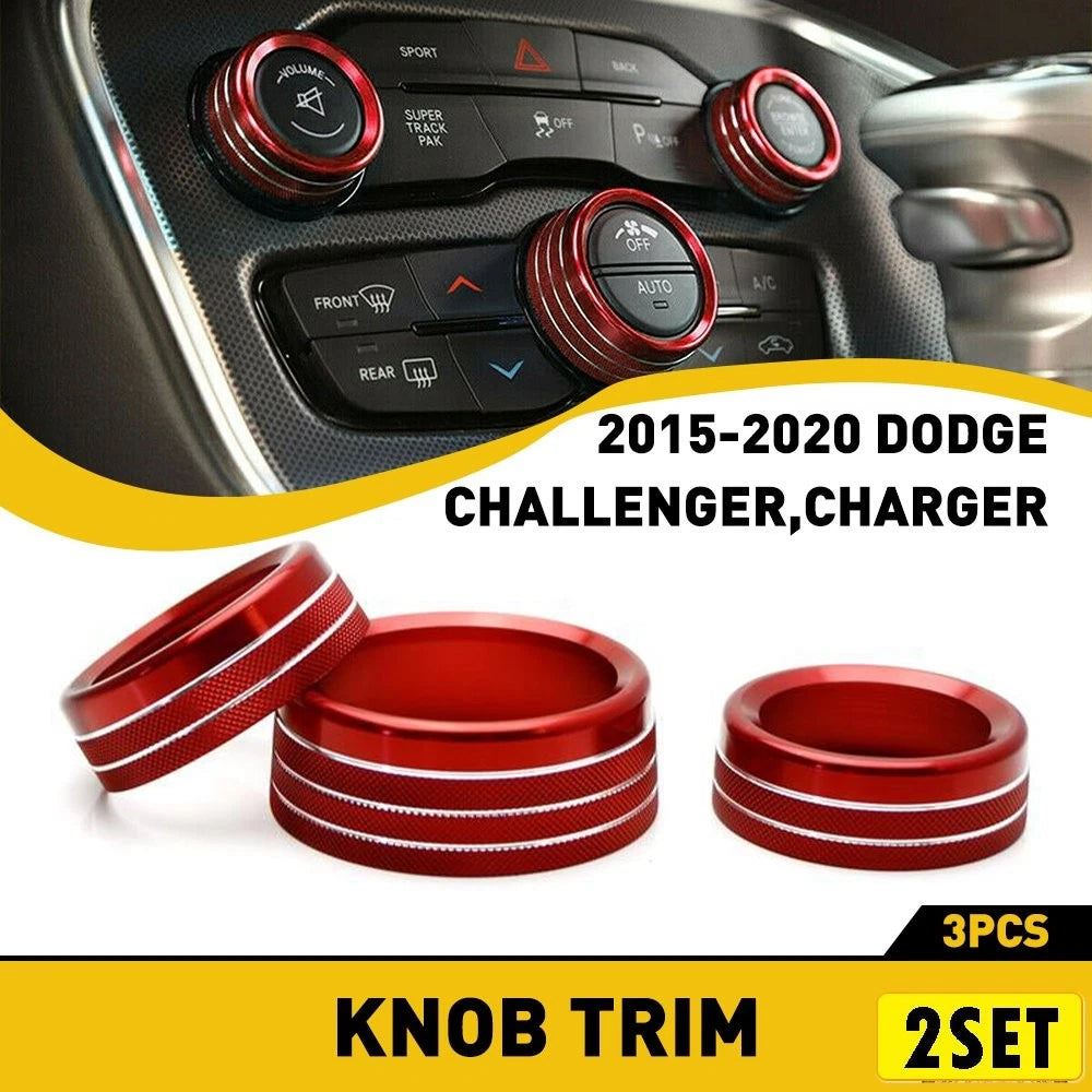 6PCS Radio Ring Switch AC Trim Cover for Dodge Challenger/Charger (2015–2020)