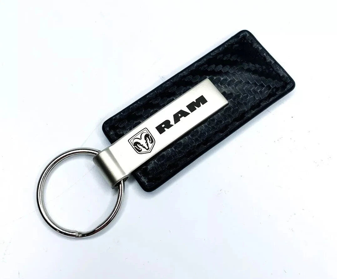Licensed Key Chain for Dodge Ram Black Carbon Fiber Emblem (2009–2024)