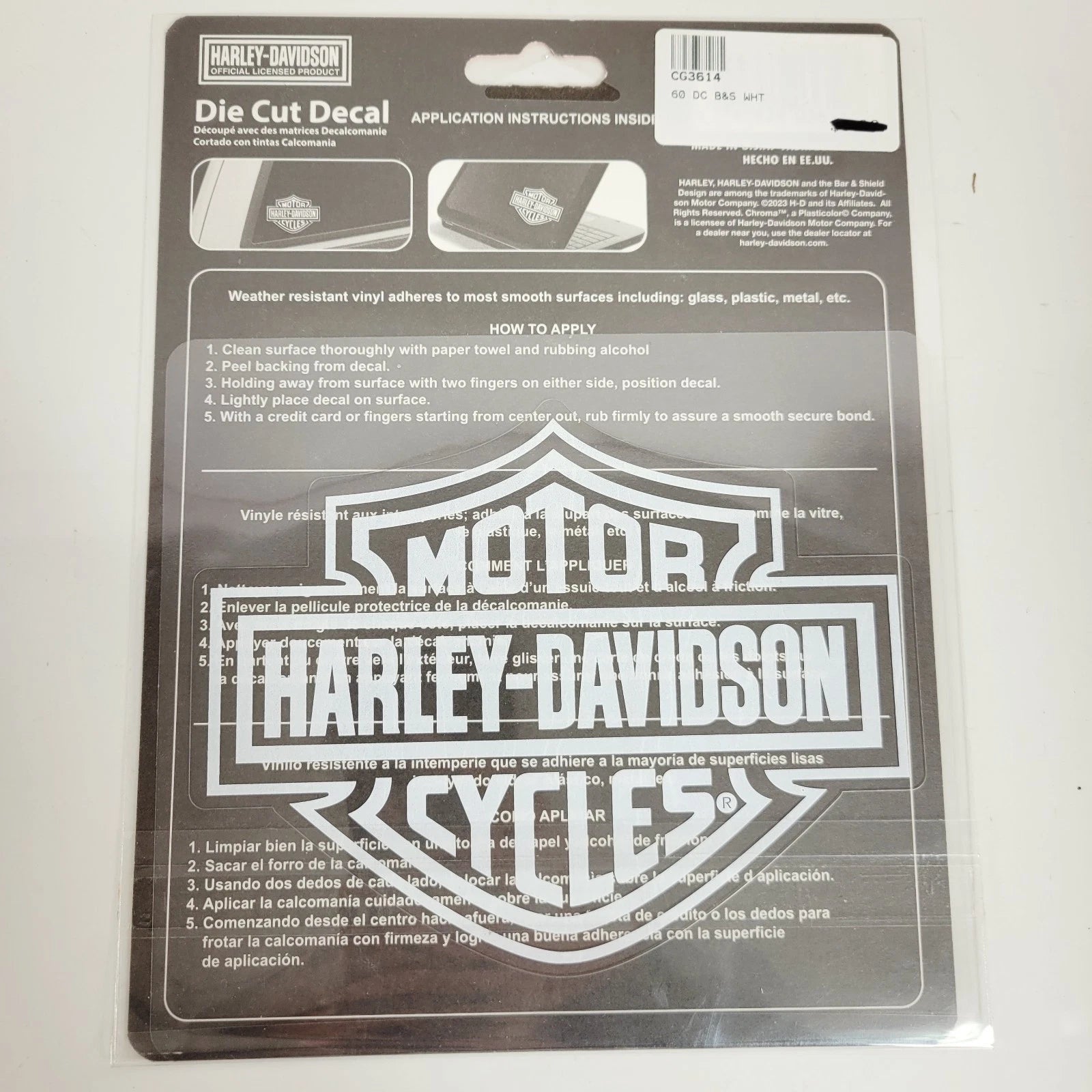 Pack of 3 Harley-Davidson Bar & Shield White Die Cut Window Decals 4"x5.1"