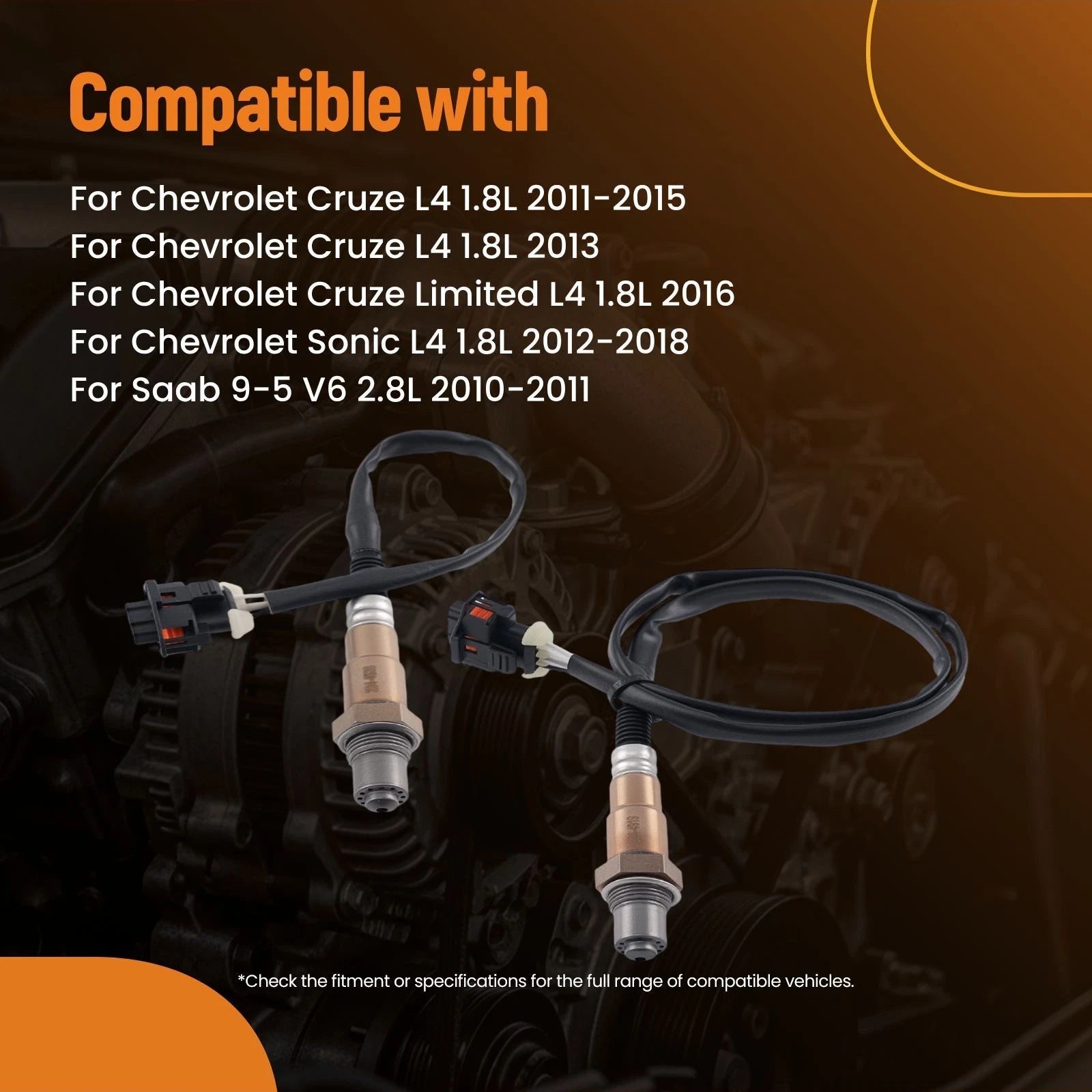 Set of 2 O2 Sensors for Saab 9-5 V6 2.8L (2010–2011) & Chevy Cruze 234-4919