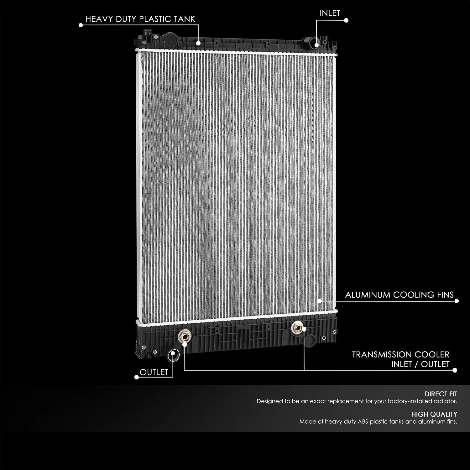 2-Row Aluminum Radiator for Freightliner Business Class M2 106 112 108SD (2010–2013)