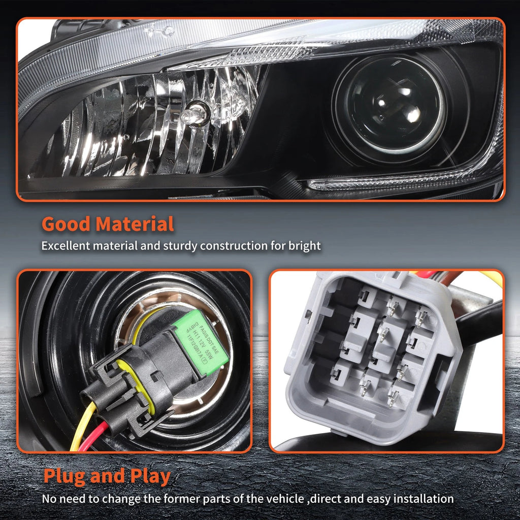 Headlight Assembly for Subaru WRX (2015â2021) Left + Right Halogen Black