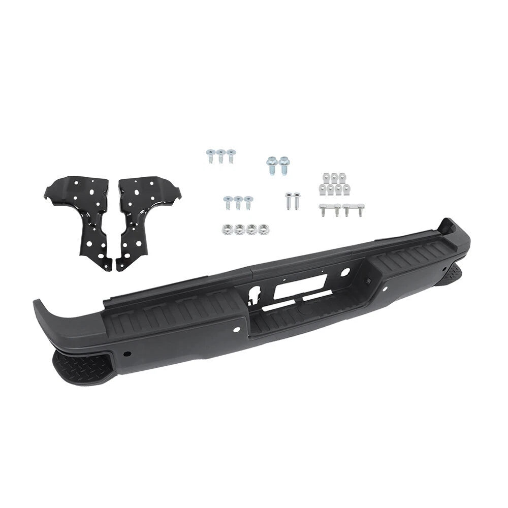 Black Rear Bumper with Sensor Holes for Chevy Silverado 2500 3500 (2015-2019)