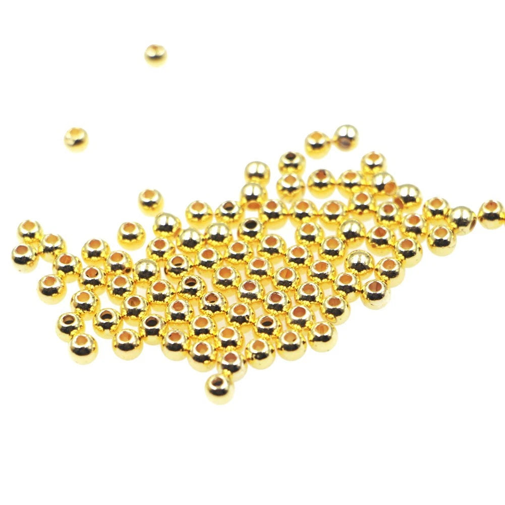 Set of 100 Gold Silver Beads for Fly Tying and Crafts
