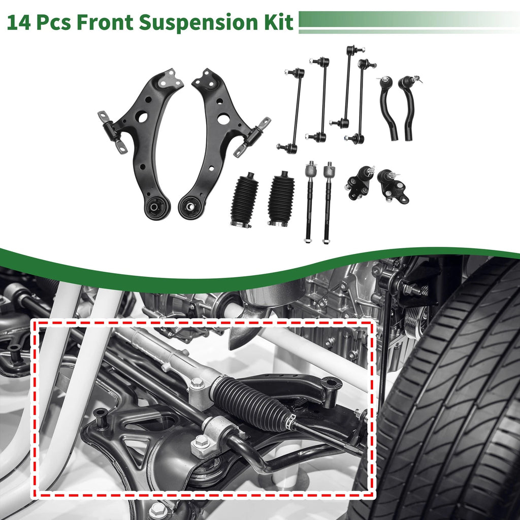 14 Pc Front Lower Control Arms for Toyota Camry (2007–2011) No.K620334/K620333/K500044