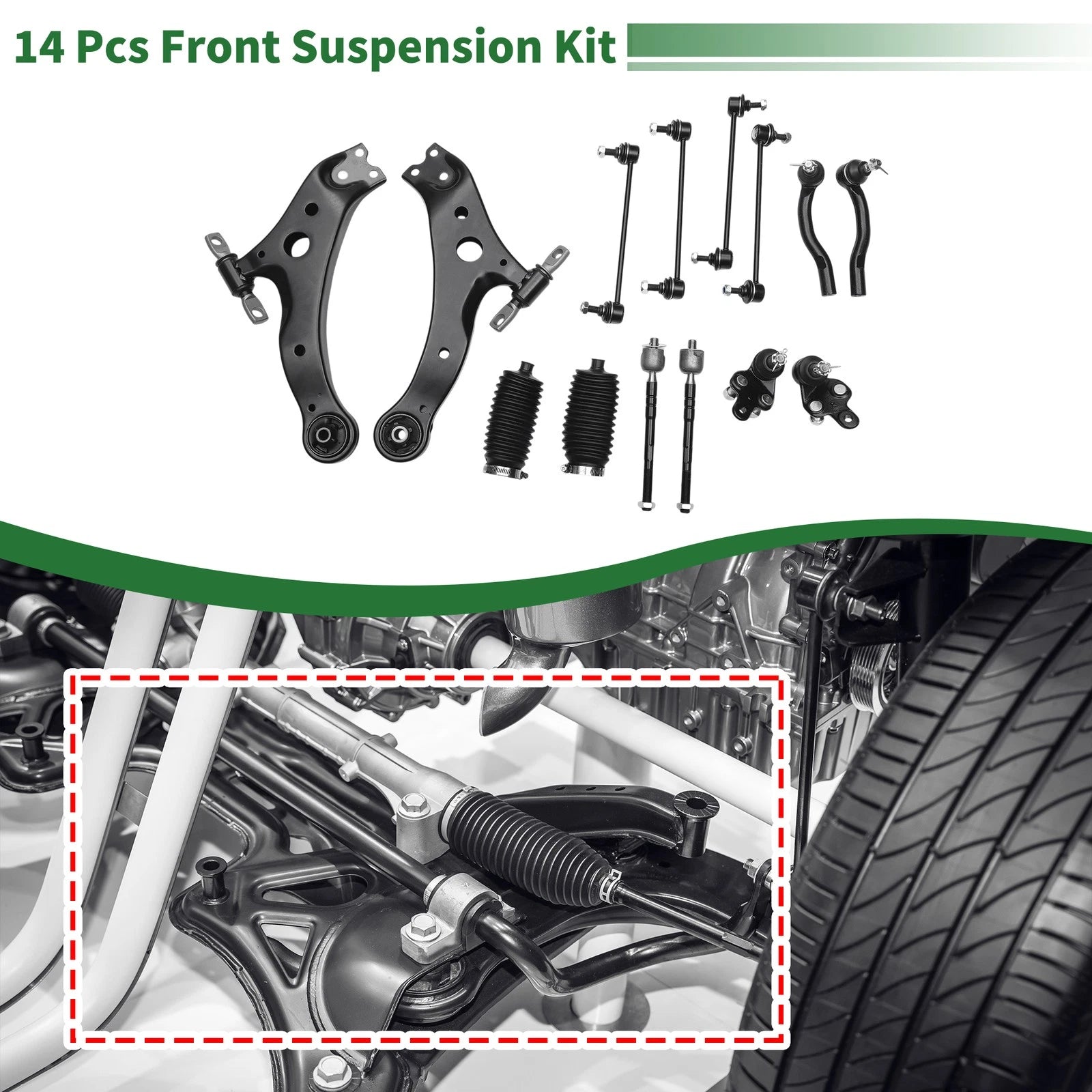 14 Pc Front Lower Control Arms for Toyota Camry (2007–2011) No.K620334/K620333/K500044