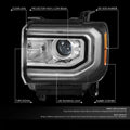 Black Amber Headlights for GMC Sierra 1500 (2016–2018)