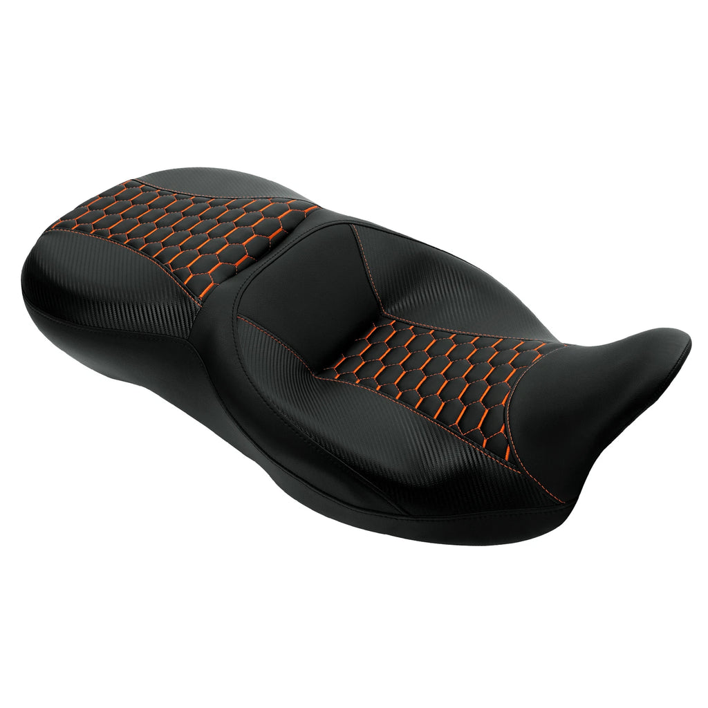 Driver Passenger Seat for Harley Road Street Glide (2009–2023) Black/Orange