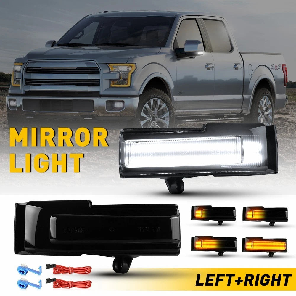 Smoked LED Side Mirror Dynamic Turn Signal Light for Ford F150 (2015–2020)