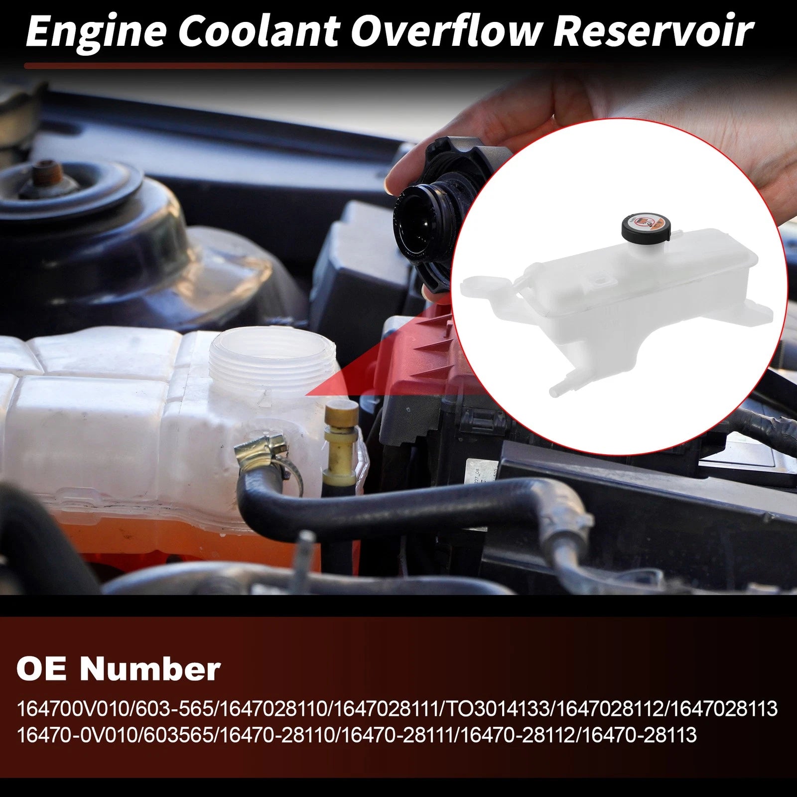 Coolant Expansion Reservoir Tank w/Cap for Toyota RAV4 (2006–2018) 164700V010