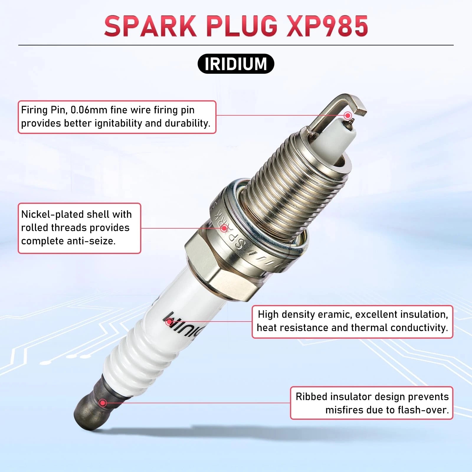 Set of 4 Iridium Spark Plugs for Jeep Cherokee (1984–2000) 2.5L