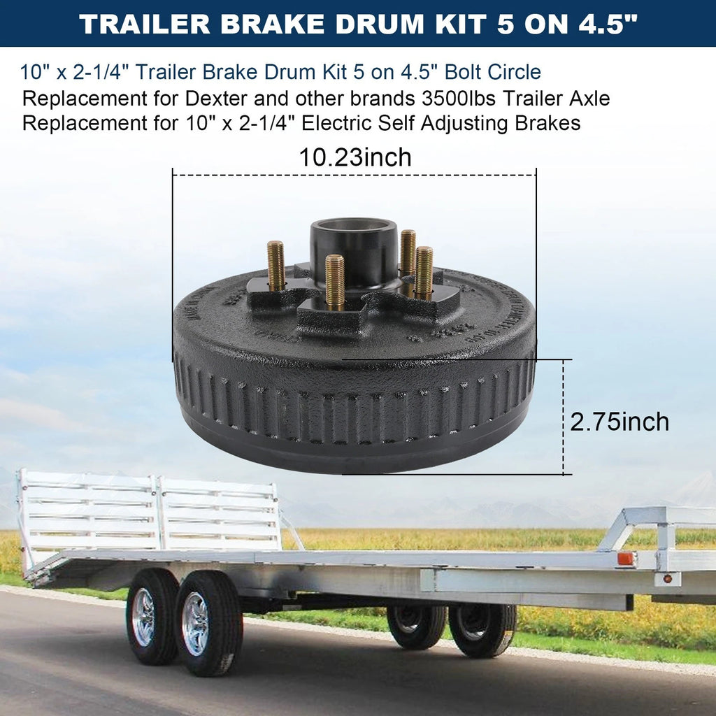 Electric Trailer Brake Hub Drum Kit for 3500 lbs (10" x 2-1/4")