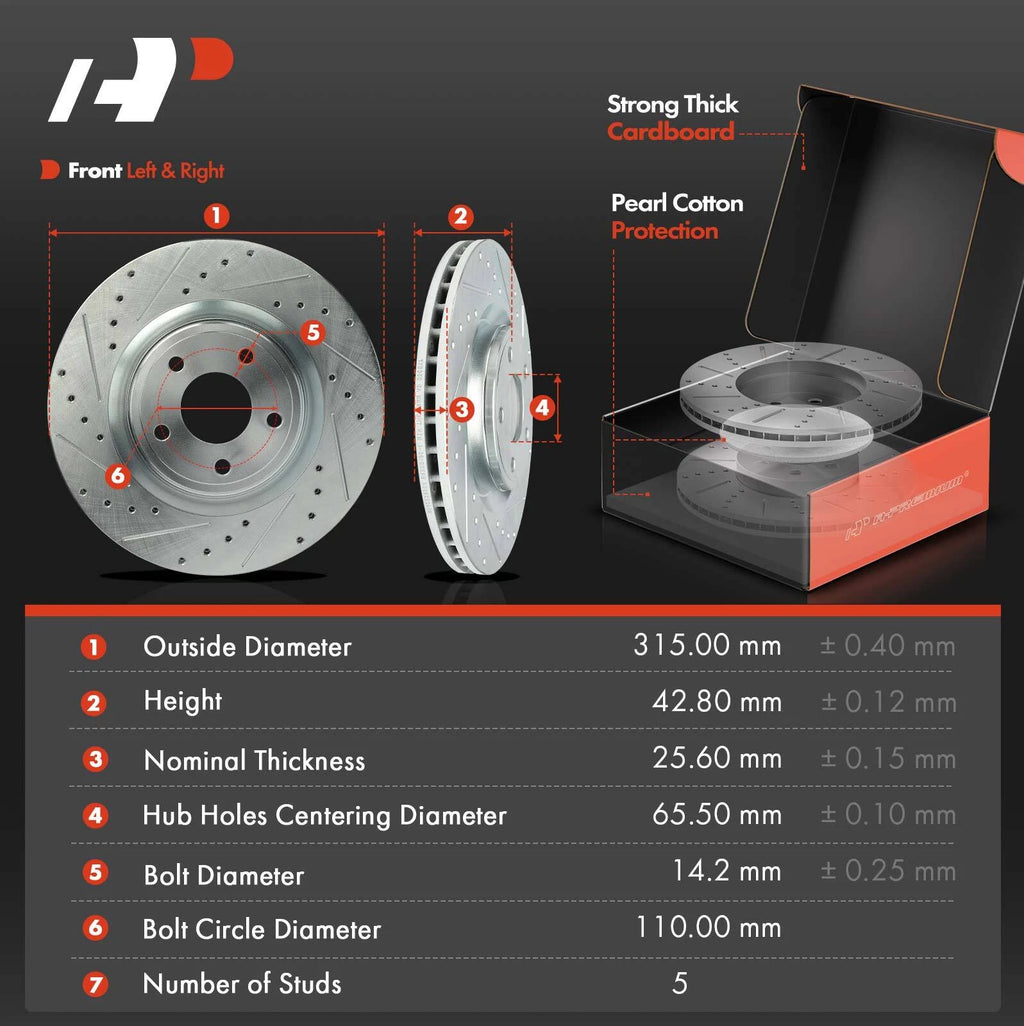 Front Drilled Brake Rotors & Ceramic Pads for Chevy Cobalt HHR (2005–2010)
