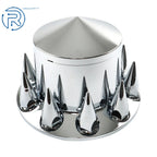 Set of 4 Chrome Semi Truck Hub Cover Wheel Nut Covers 33mm Spiked