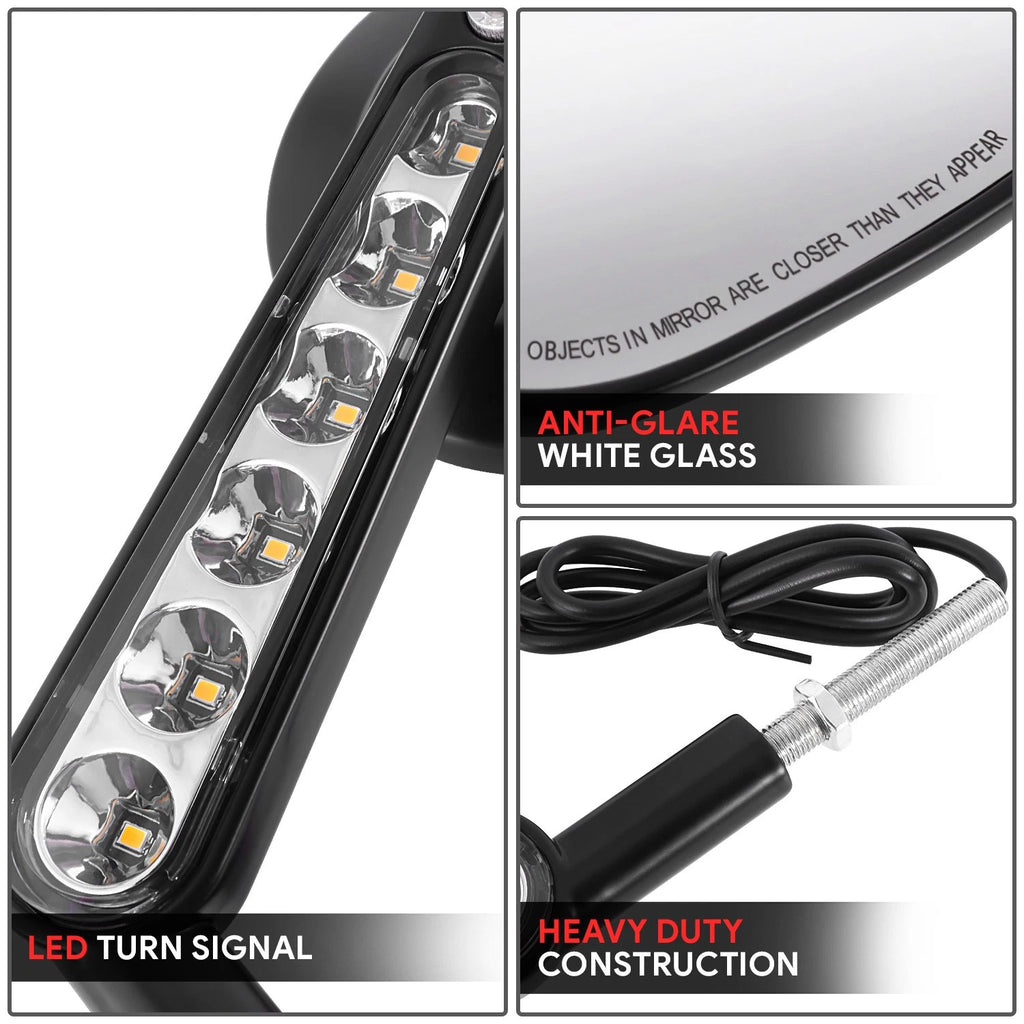 Oval LED Signal Side View Mirrors for Universal Naked Bike Cruiser