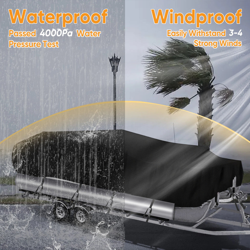 Heavy Duty Boat Cover for Pontoon (17-20 FT) Waterproof 210D