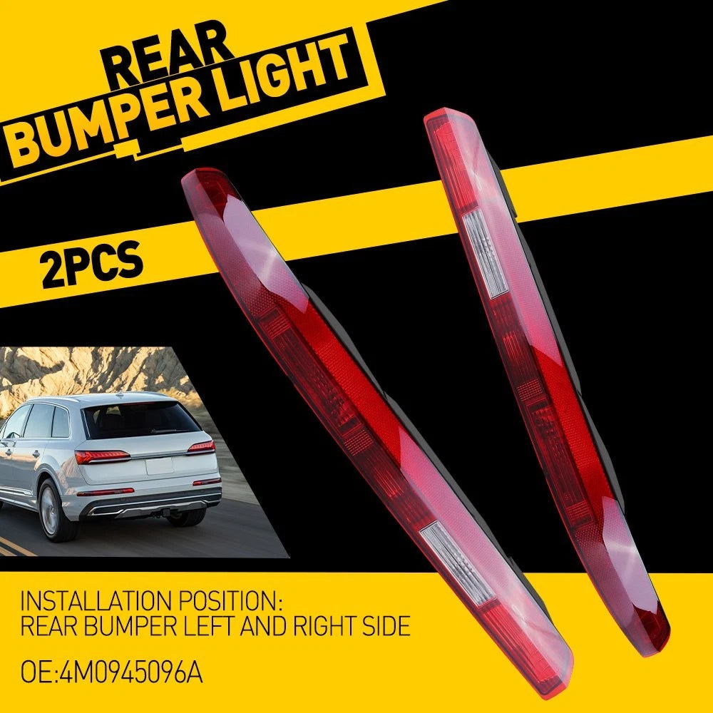 2X Rear Side Bumper Brake Tail Light Red Lens for Audi Q7 (2016–2020)