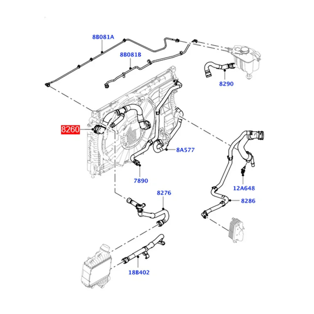 Upper Radiator Water Hose for Land Rover Range Rover Evoque (2019-2024)