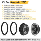 2 Front Brake Drum Hub w/Seals for Kawasaki Mule KAF620 KAF950 (2001–2008)