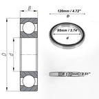 Deep Groove Ball Bearing 6819VV for Scooter Skateboard Wheel (95x120x13mm)