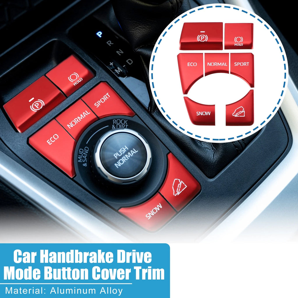 Set of 7 Handbrake Drive Mode Button Covers for Toyota RAV4 (2019–2022) Red