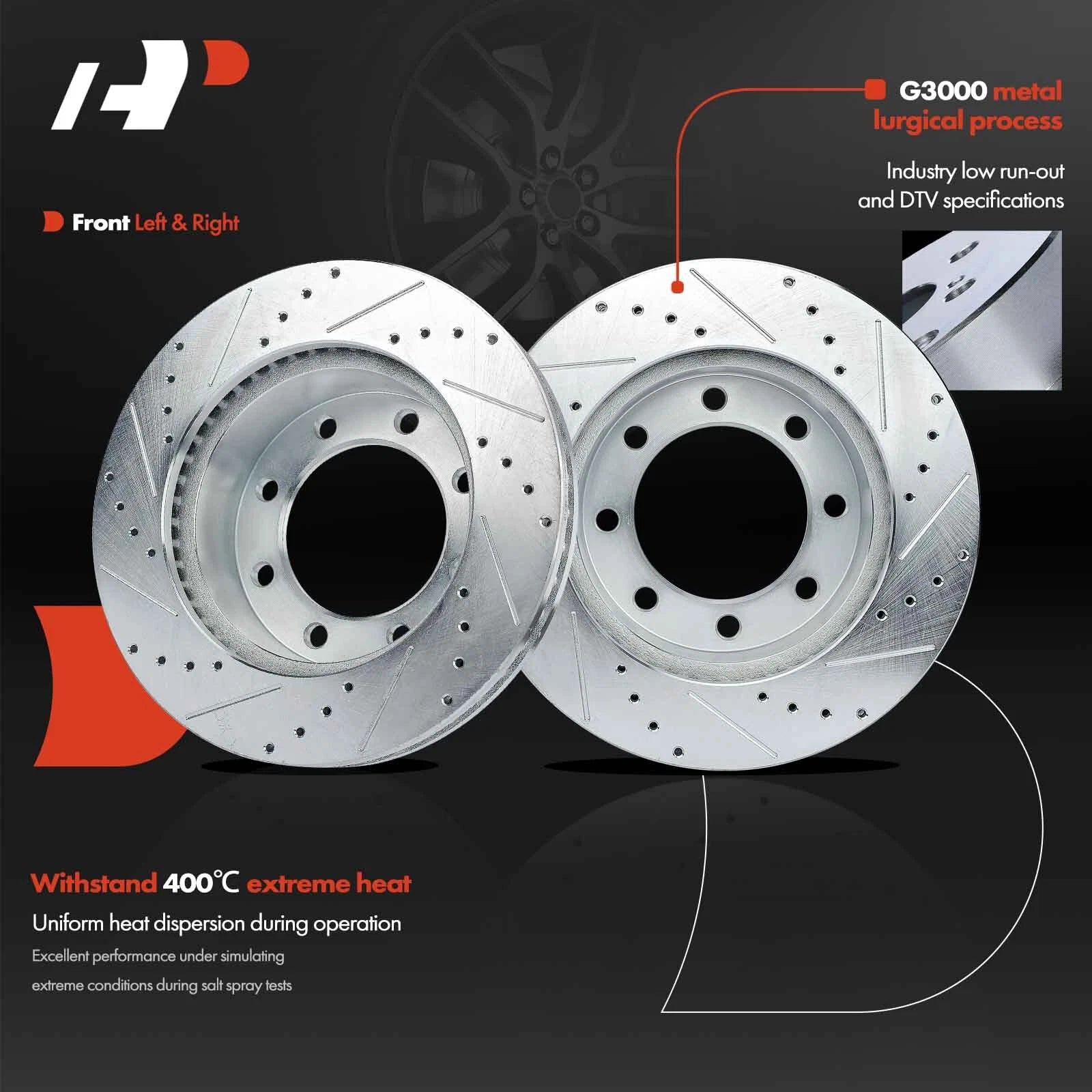 Front Drilled Brake Rotors for Ford F-250 F-350 Super Duty (2005–2012)
