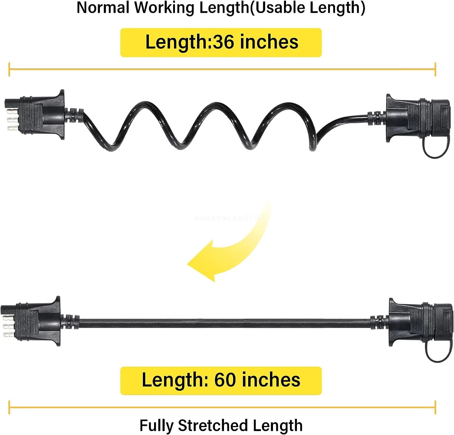5 Feet Trailer Extension Cable 4 Pin Male Female Connector 18AWG