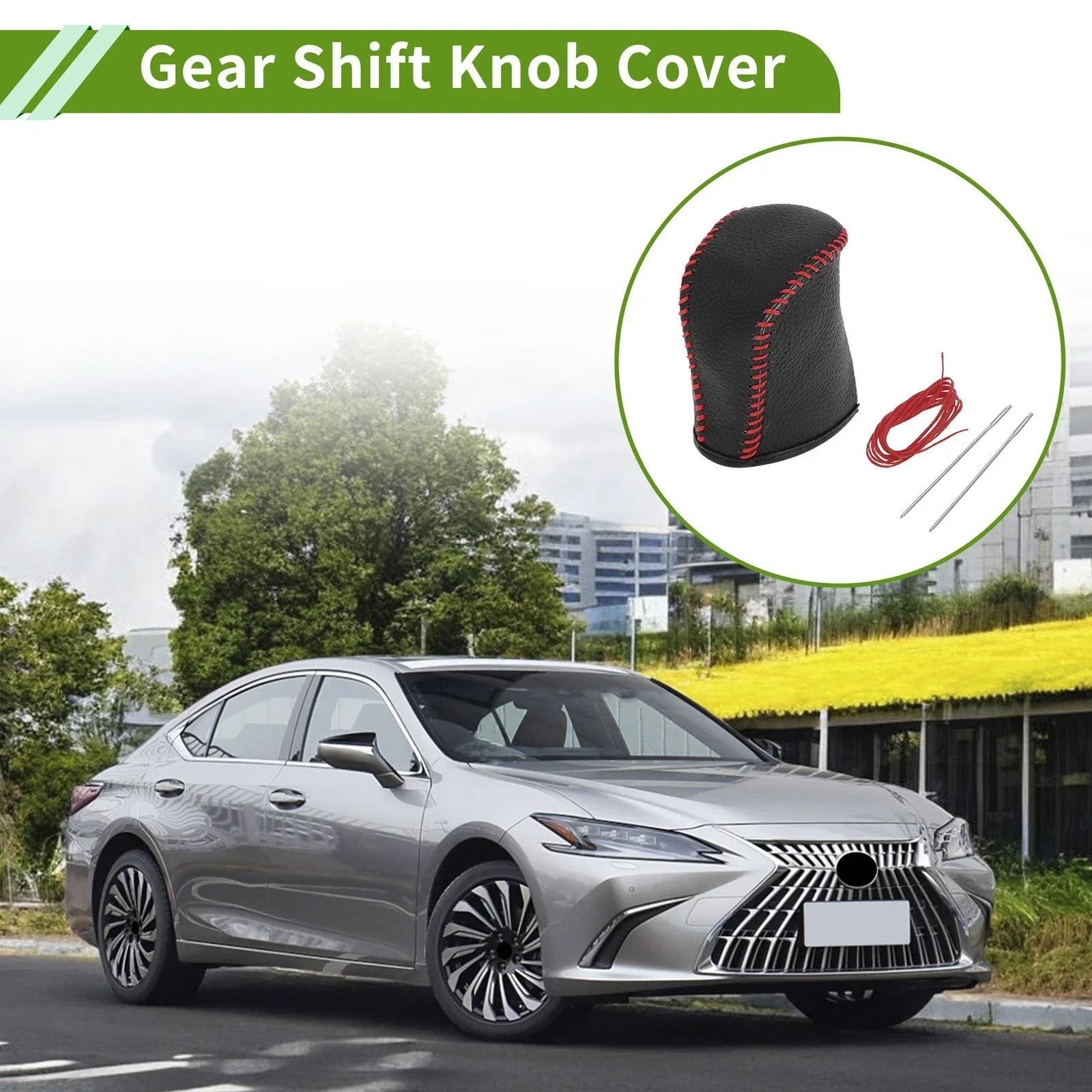 Car Gear Shift Knob Cover for Lexus NX300 2014-2021 - Pebbled Black Red