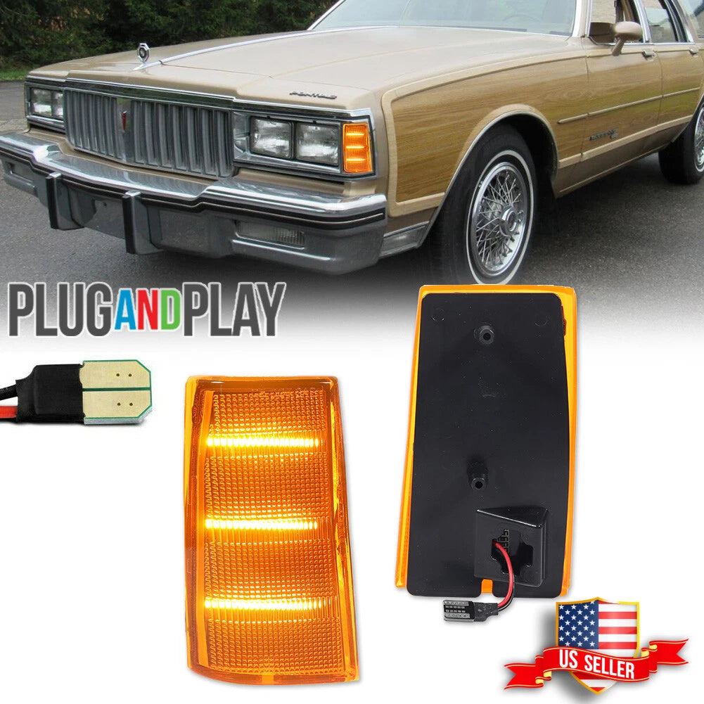 2X Amber LED Side Marker Lights for Chevy Impala/Caprice (1981–1985)