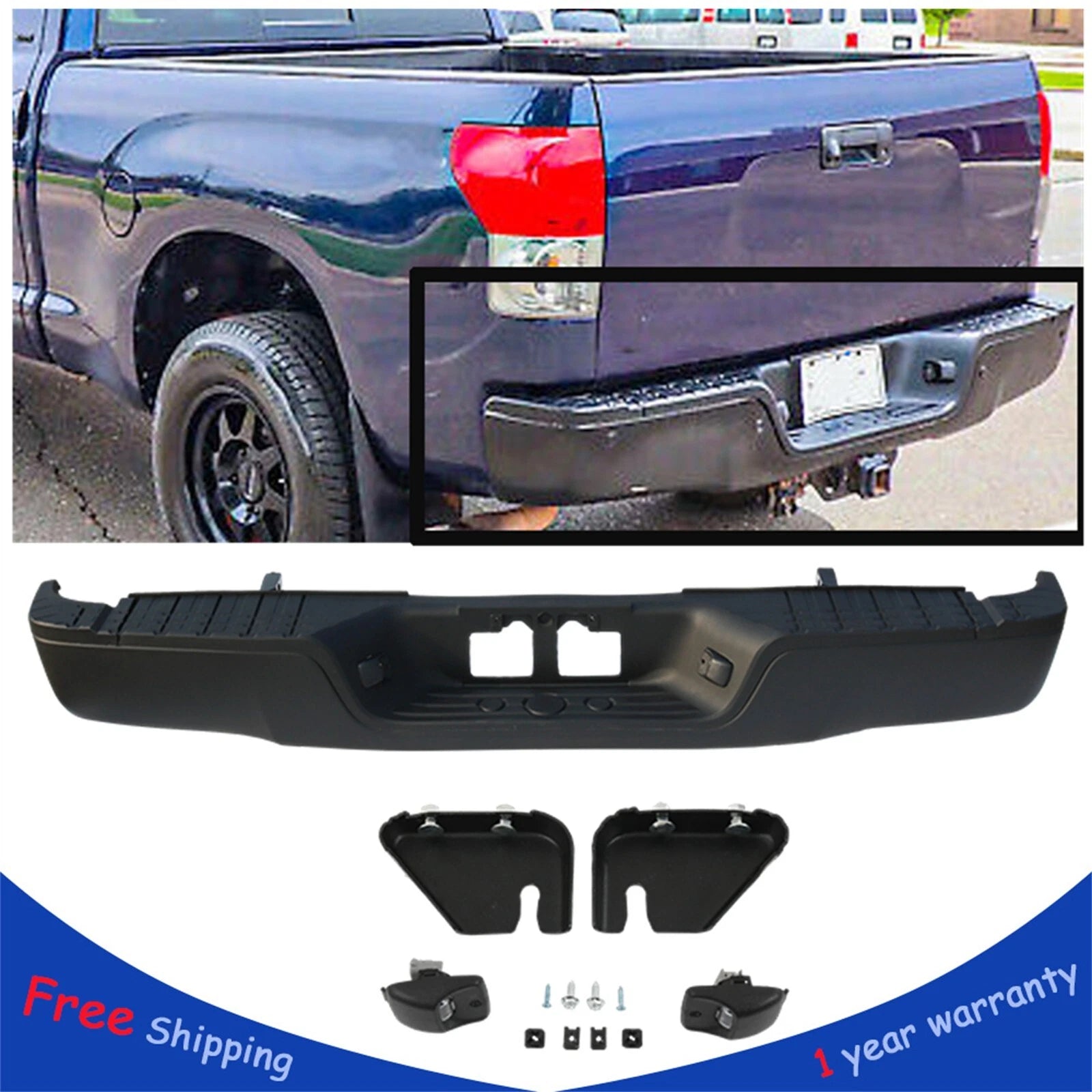 Rear Step Bumper for Toyota Tundra (2007–2013) Black Steel