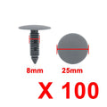 100pcs Push Type Fasteners Clip Rivet for Honda (8mm Hole Dia)