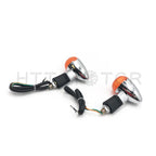 2X Turn Signal Indicators for Universal Motorcycle Amber Chrome Metal