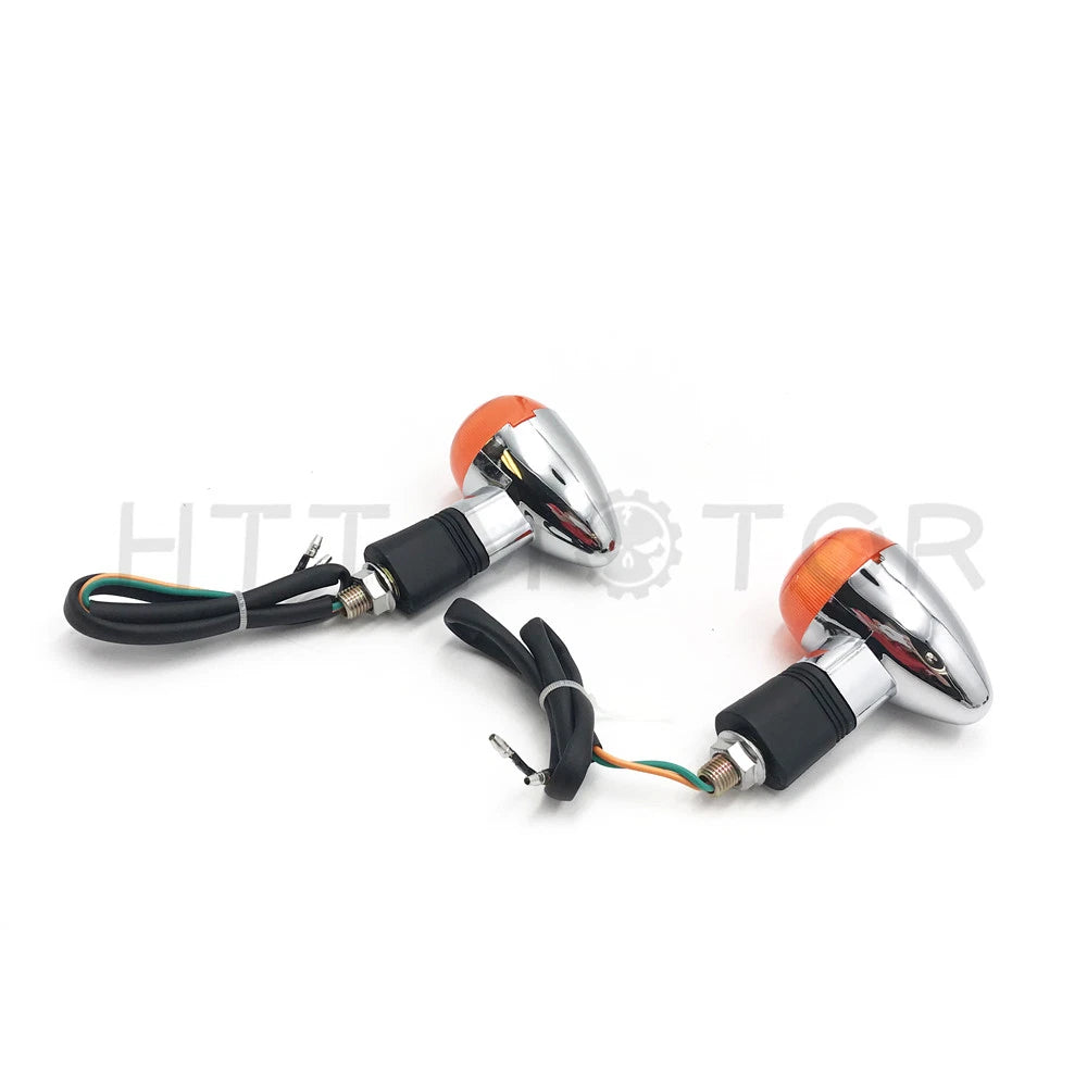 2X Turn Signal Indicators for Universal Motorcycle Amber Chrome Metal