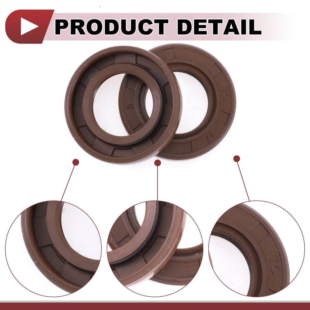 2X Oil Seal Rotary Shaft Seal FKM Rubber 17x30x5mm for Various Models
