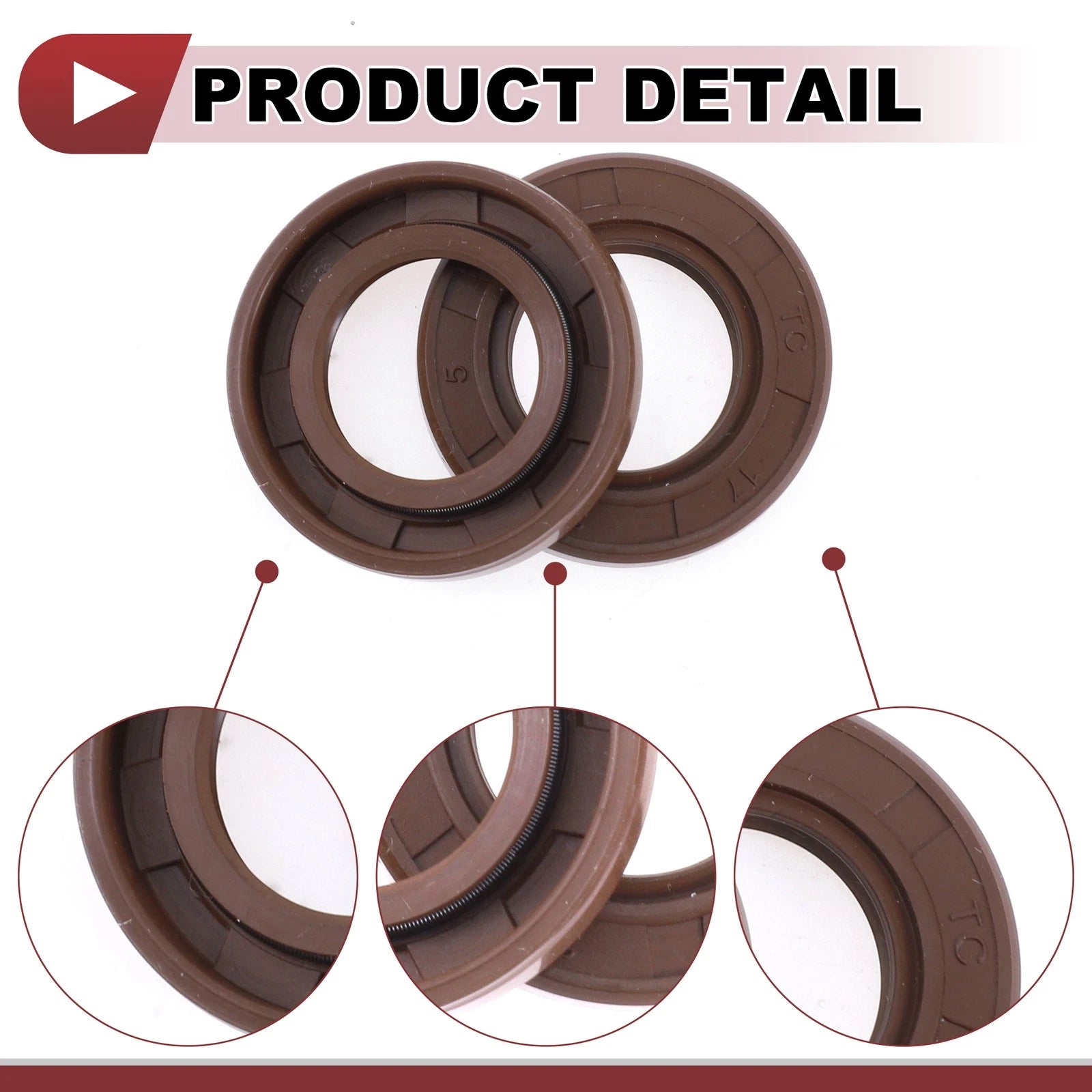 2X Oil Seal Rotary Shaft Seal FKM Rubber 17x30x5mm for Various Models