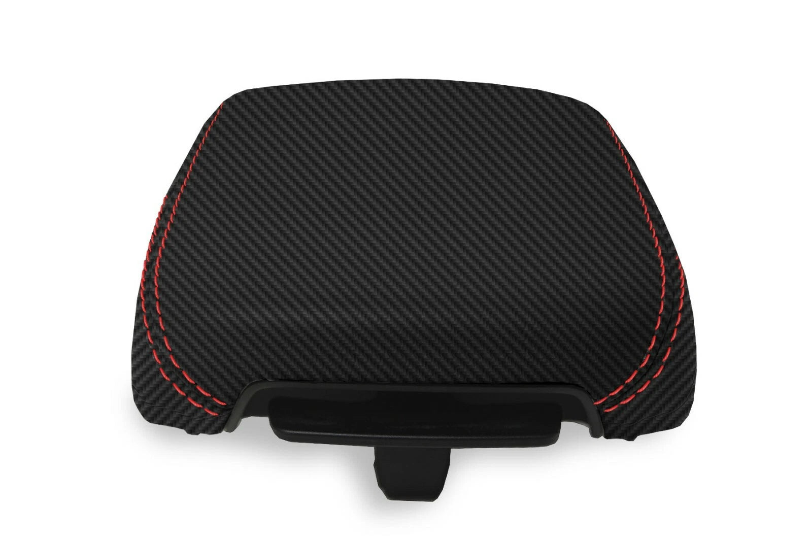 Console Lid Armrest Cover for Hyundai Kona (2018–2020) Carbon Fiber Red Stitch
