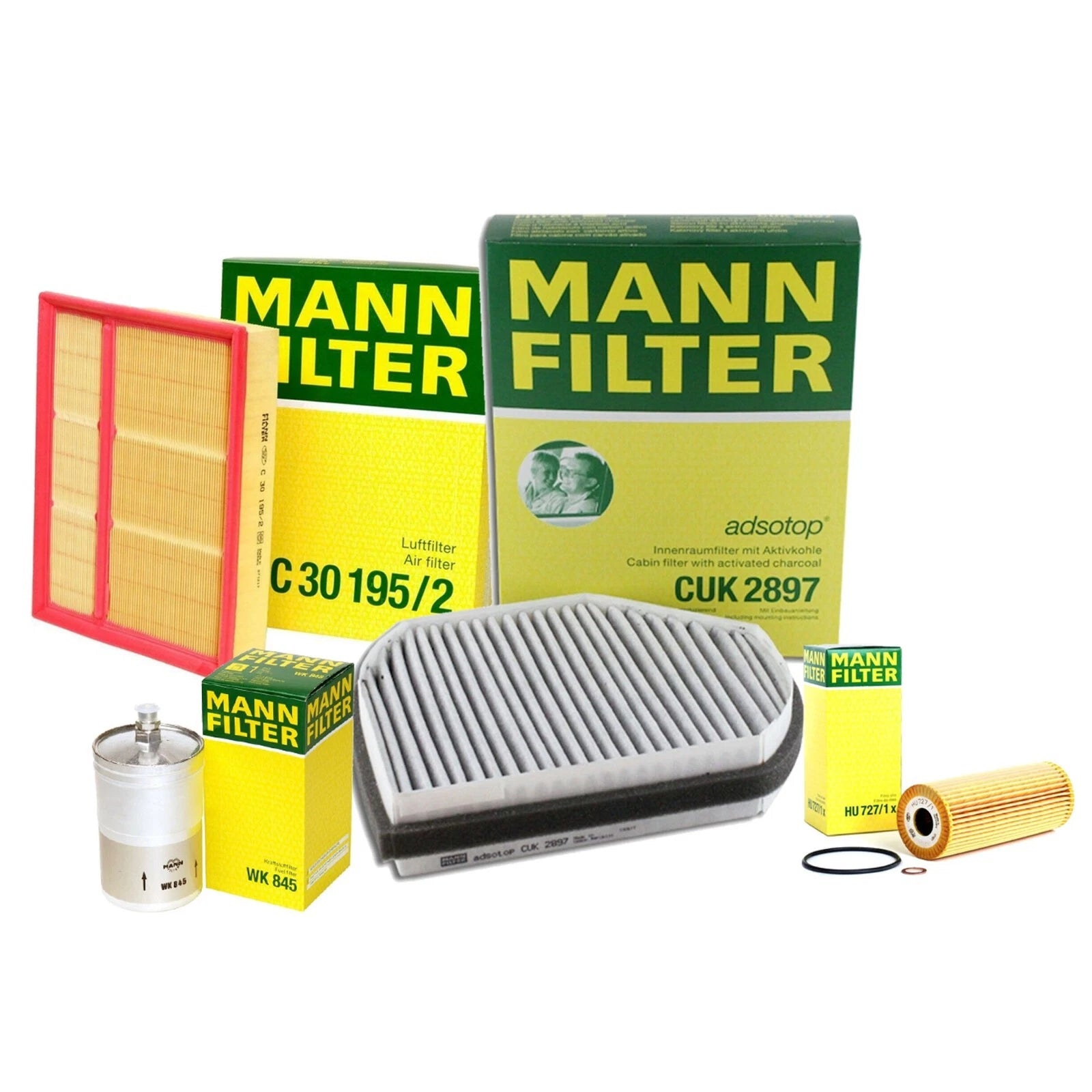Mann Oil Air Carbon Cabin Fuel Filter Service Kit for Mercedes W202 (1994–2000)